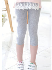 Girls Slim Fit Crop Pants with Side Taping, Dancing Fitness Yoga Pants