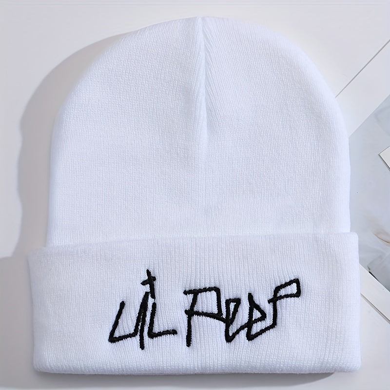 Lil Peep Beanie Hat Letter Embroidery Knitted Hat Hip Hop Cold Hat