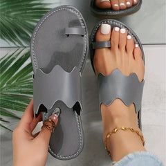 Women's Lightweight Loop Toe Slide Sandals Open Toe Slip On Shoes