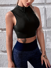 Mock Neck Sleeveless Sports Tank Top Women's Tee