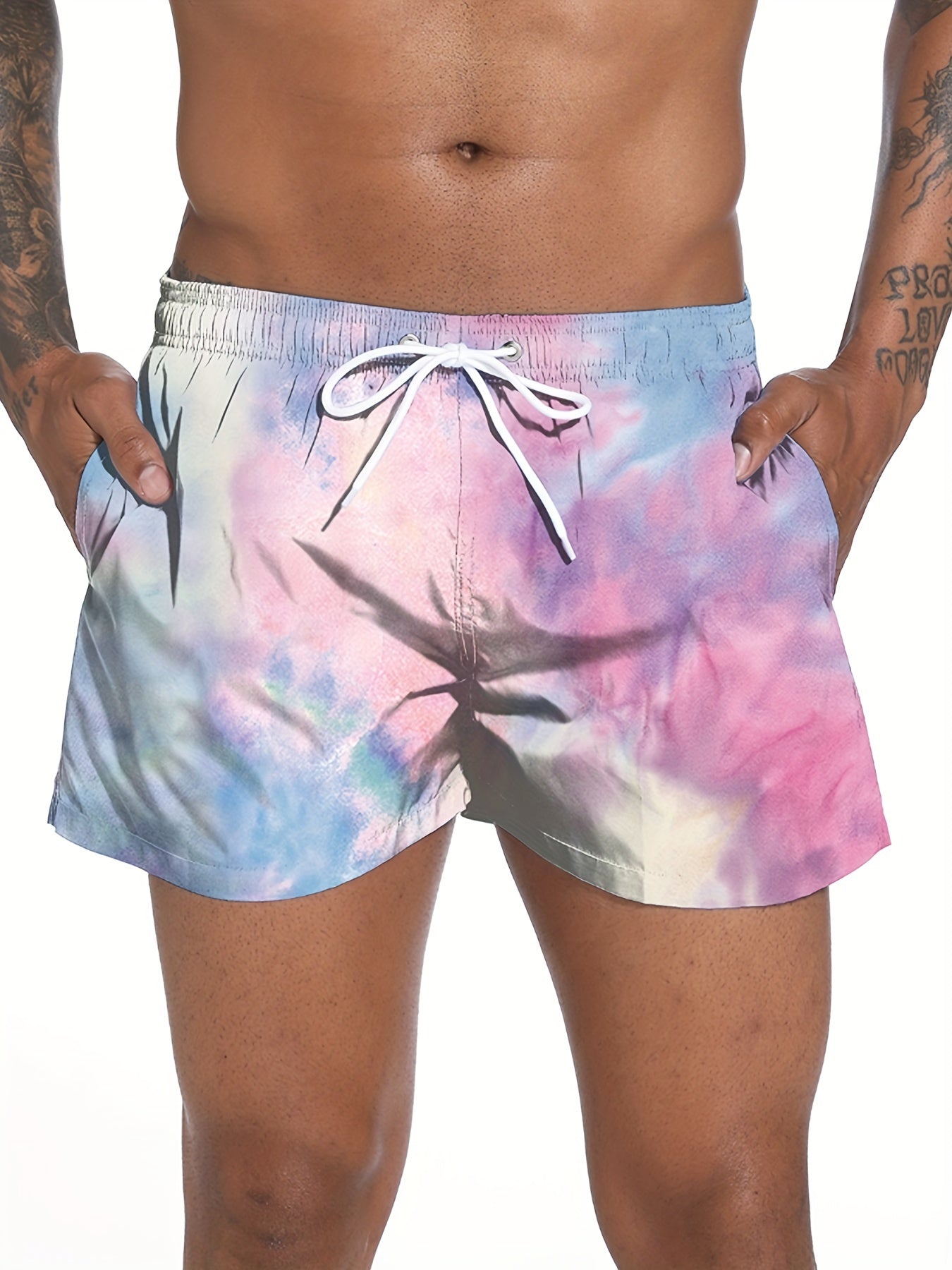 Tie Dye Men's Swim Trunks Quick Dry Beach Shorts Swimwear