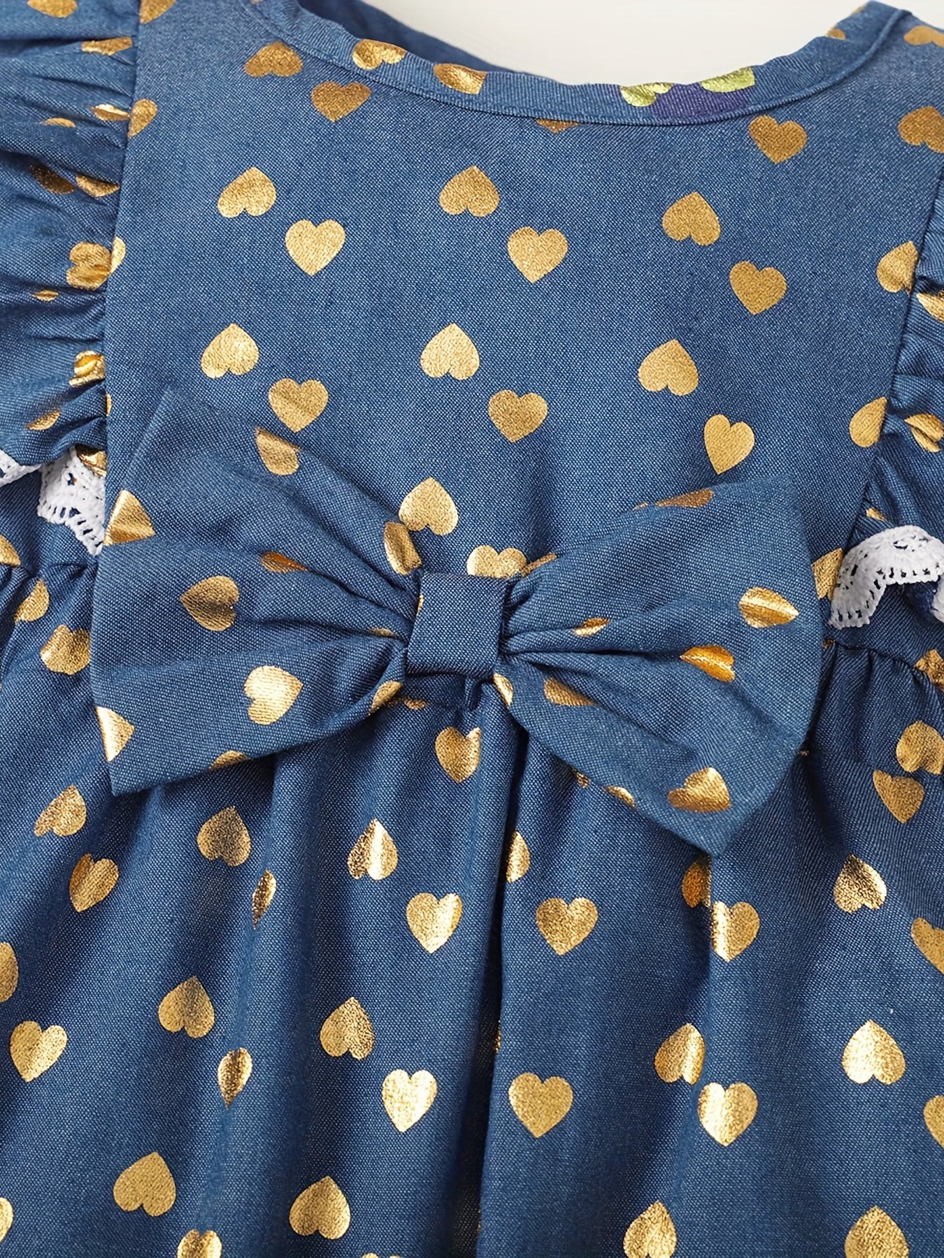 2pcs Baby Girls Heart Print Romper & Headband Set