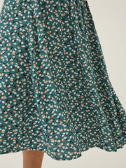 Floral Print Pleated Skirt for Spring & Summer Vacation