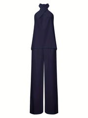 Two piece set Halter Top & Wide Leg Pants Outfit