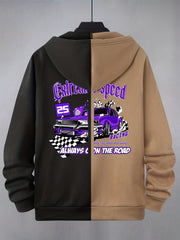 Abstract Pattern Print Hooded Jacket | Full Zip Up