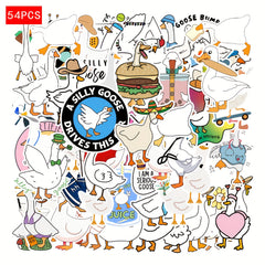 54pcs Funny Goose Stickers, Silly Goose Drives This, Hats Burgers Construction