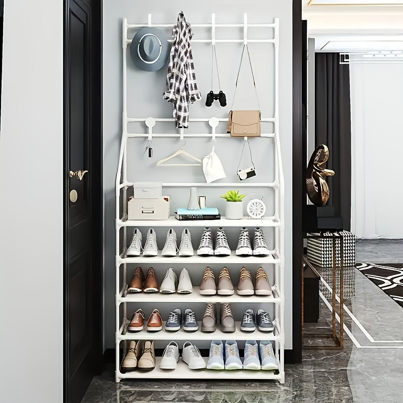 Coat Rack with Shoe Storage Bench and 8 Hooks