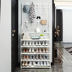 1pc Standing Coat Rack With 4 5 Layers Of Storage And 8 Double Hooks