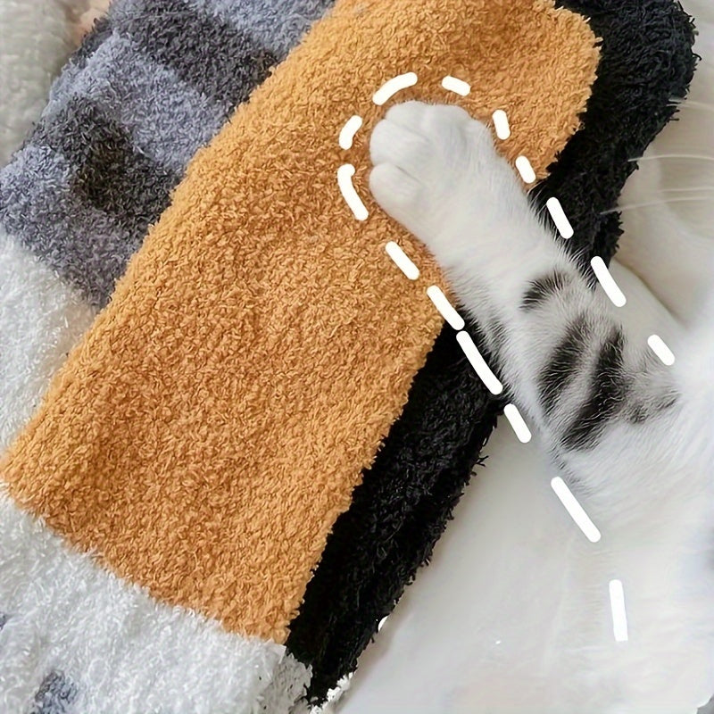 5 Pairs Cat Claw Socks Warm & Fuzzy Women's Stockings