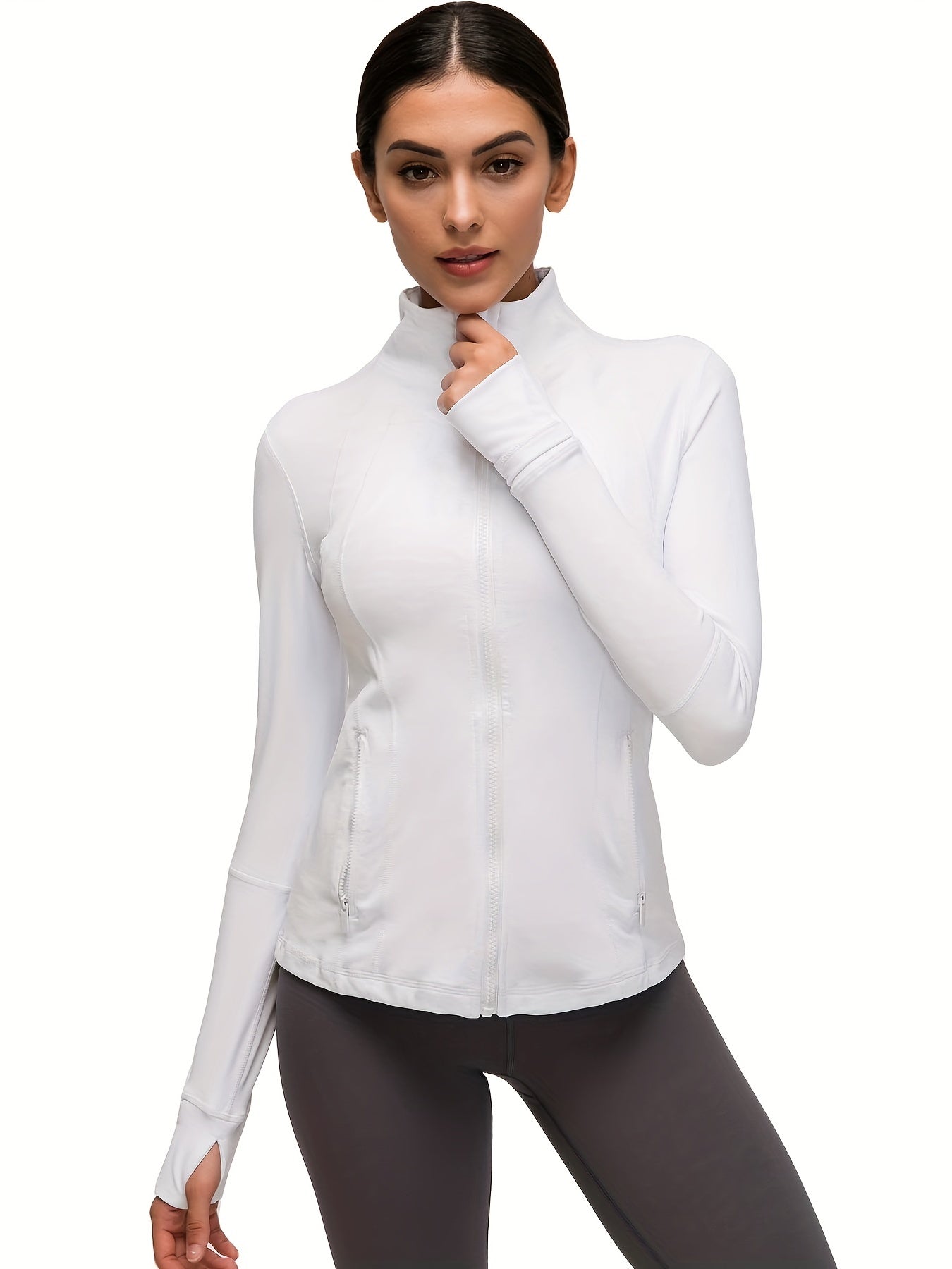 Women's Slim Fit Thermal Sports Track Jacket Full Zip Running Jacket