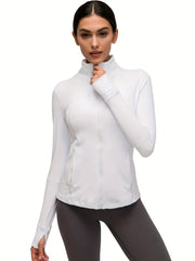 Women's Slim Fit Thermal Sports Track Jacket Full Zip Running Jacket