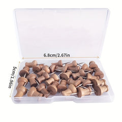 50 Pcs Walnut Wood Push Pins Decorative Wooden Thumb Tacks for Cork Boards