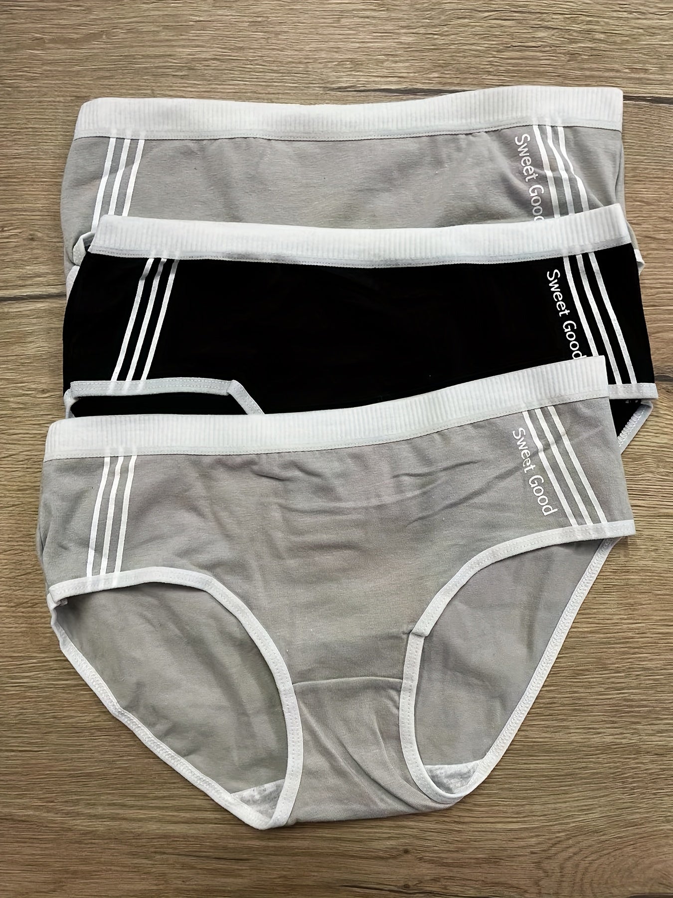 3pcs Colorblock Briefs Comfy & Stretchy Intimates Panties Womens Lingerie