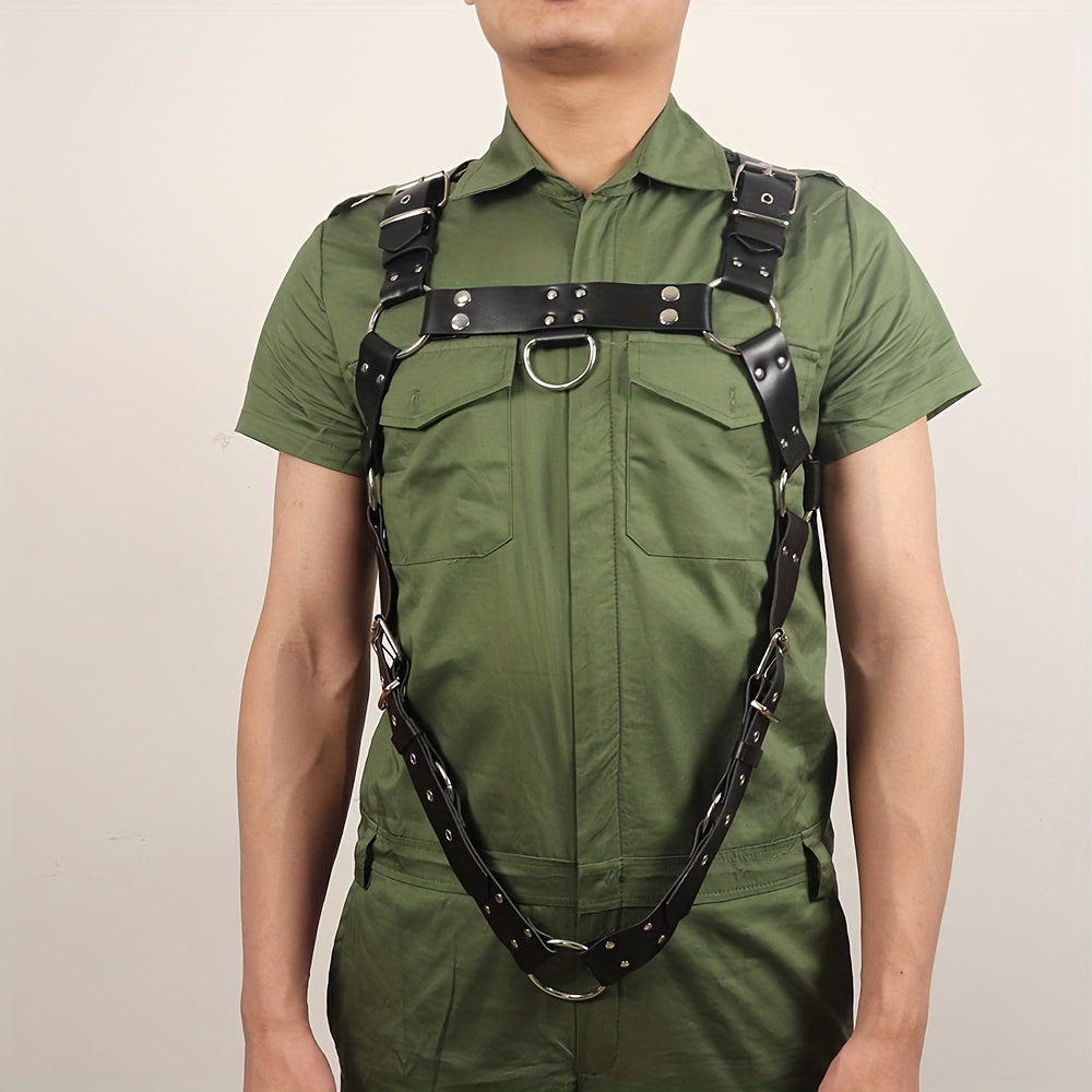 Men's Punk Shoulder Strap PU Leather Adjustable Harness Belt