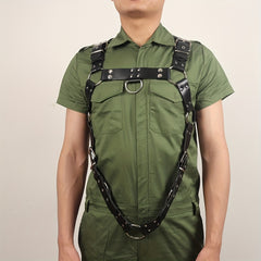 Men's Punk Shoulder Strap PU Leather Adjustable Harness Belt