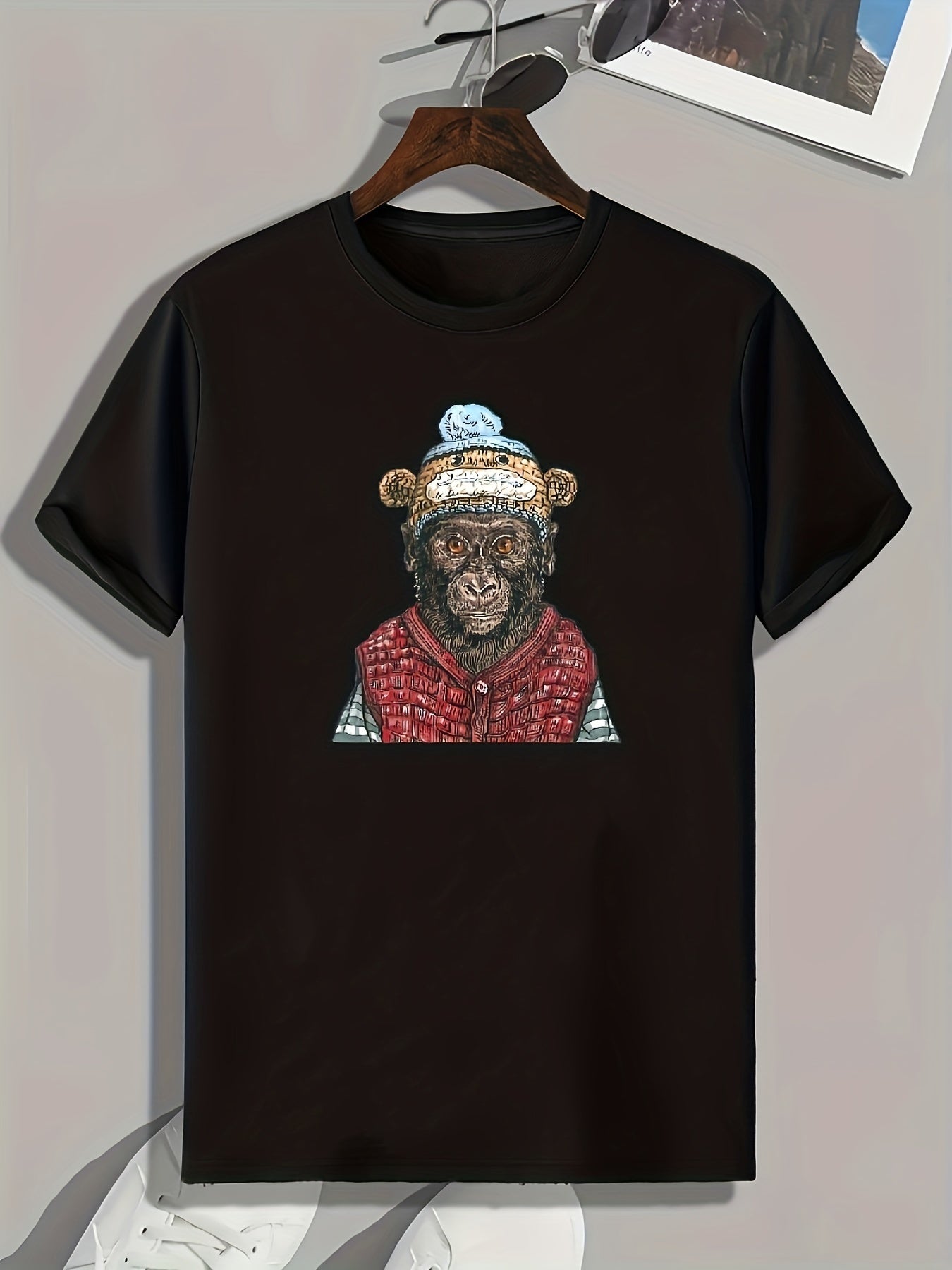 Chimpanzee Print Men's Graphic T-shirt Casual Comfy Tees for Summer