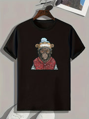 Chimpanzee Print Men's Graphic T-shirt Casual Comfy Tees for Summer
