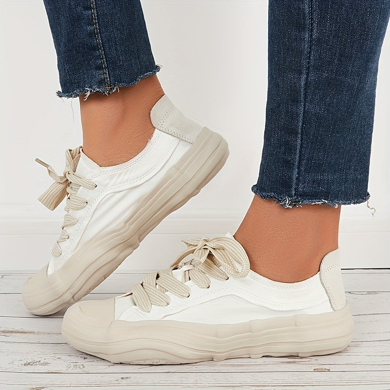 Women's Canvas Lace Up Retro Skate Shoes Lightweight Flat Shoes