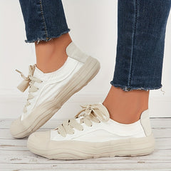 Women's Canvas Lace Up Retro Skate Shoes Lightweight Flat Shoes