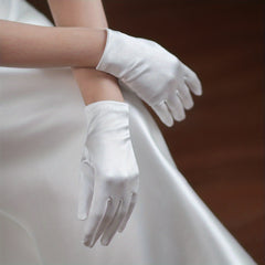 Vintage Satin Short Gloves Bridal Wedding Prom Accessories