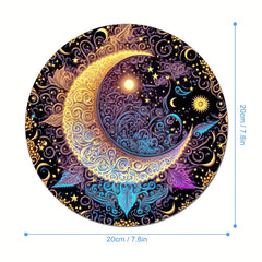 Sun and Moon Gaming Mouse Pad for Women Round Non-slip Rubber Mouse Mat