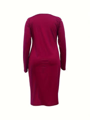 Casual Dress Women's Plus Solid Ripped Long Sleeve