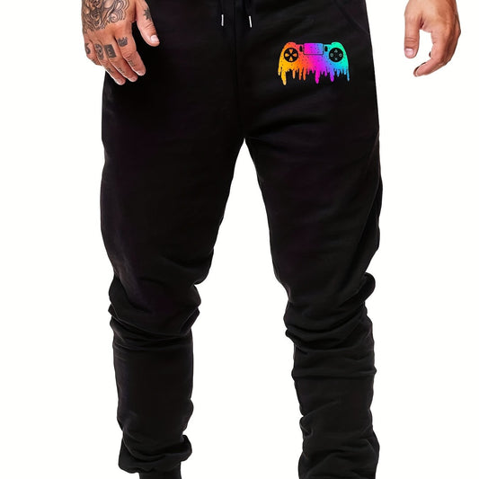 Gamepad Print Men's Sweatpants Drawstring Pockets Jogger Loose Casual Pants