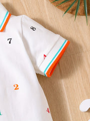 Baby Boys Number Graphic Print Short Sleeve Romper Jumpsuit