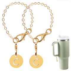 2pcs Metal ID Initial Letter Charms for Cup Identification
