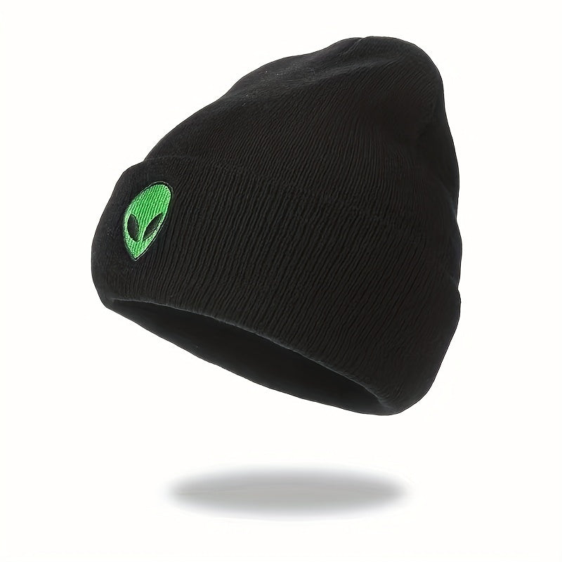 Alien Embroidery Beanie Cartoon Knit Hat Warm Skull Cap