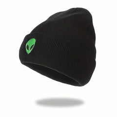Alien Embroidery Beanie Cartoon Knit Hat Warm Skull Cap