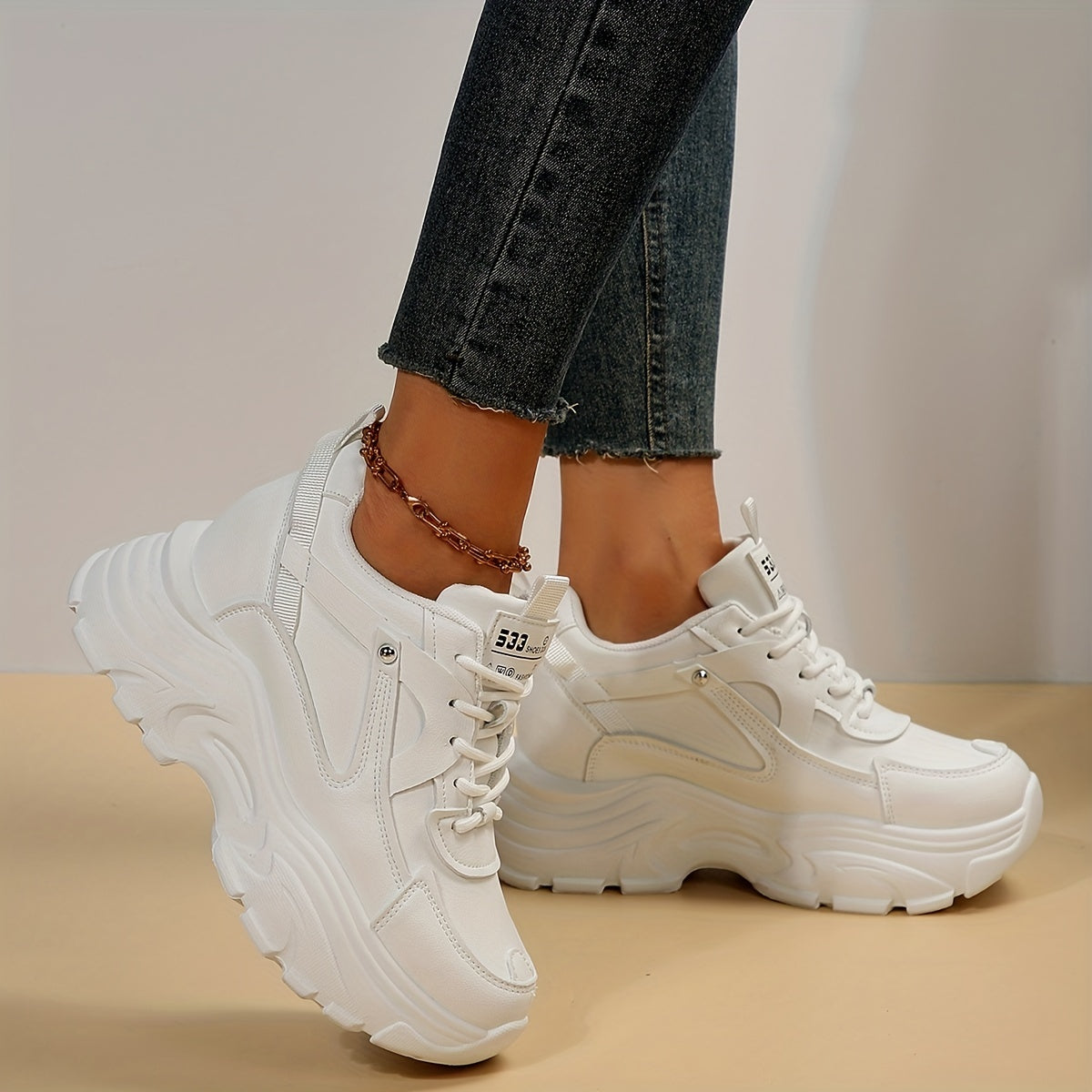Women's Platform Waterproof Casual Sneakers Height Increasing Shoes