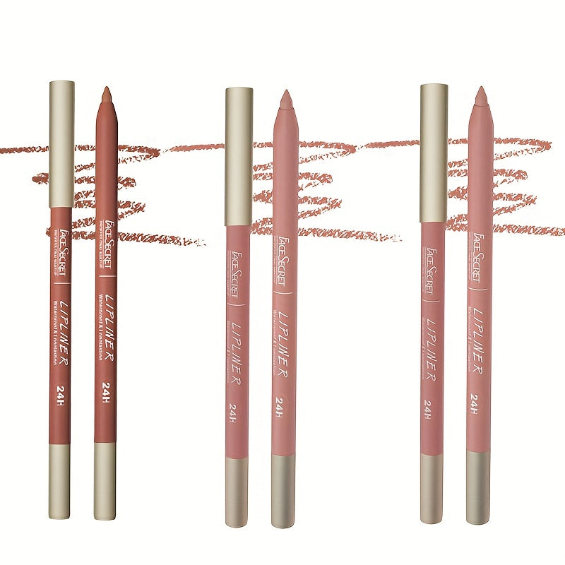3 Pcs Nude Lip Liner Set Matte Finish Waterproof Long Lasting Gift Set