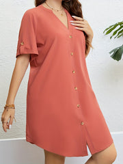 Plus Size Casual Dress Stand Collar Knee Length Dress