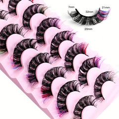 Colored False Eyelashes D Curl Mink Lashes Natural Look Fluffy Eyelashes