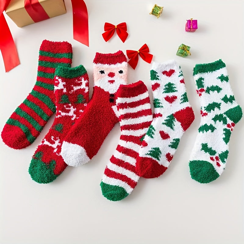 Christmas Socks Santa Claus Deer Thickened Velvet Adult Floor Socks