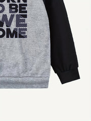 AWESOME Letter Print Boys Hooded Sweatshirt