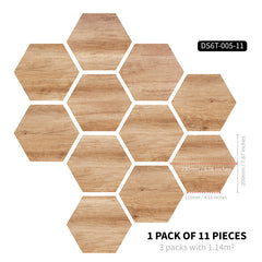 11pcs Wood Grain Self Adhesive Hexagonal Floor Stickers Waterproof