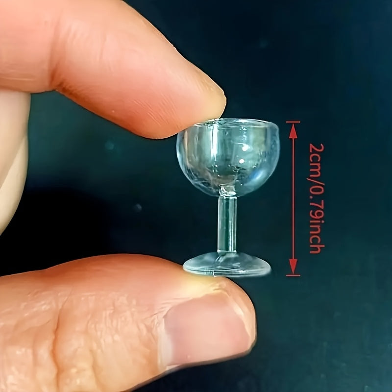 20pcs Dollhouse Miniature Wine Glasses Clear Plastic Tall Cups for Kitchen Decor