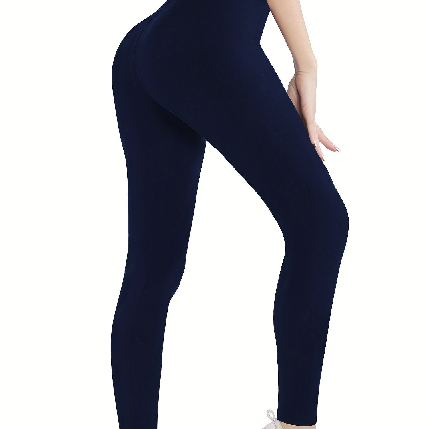 Solid High Waist Stretch Leggings, Women's Clothing