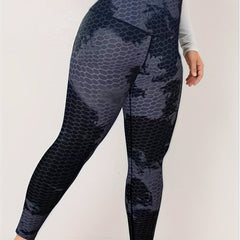 Tie Dye Bubble Textured Sports Leggings Wide Waistband