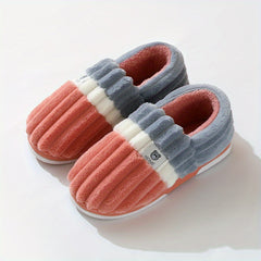 Colorblock Fluffy Slippers Warm Cozy Fuzzy Home Shoes
