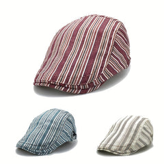 Men's Striped Thin Retro Forward Hat Peaked Cap
