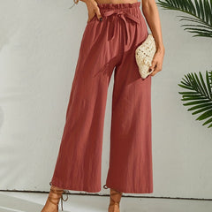 Wide Leg Lace Up Waist Pants