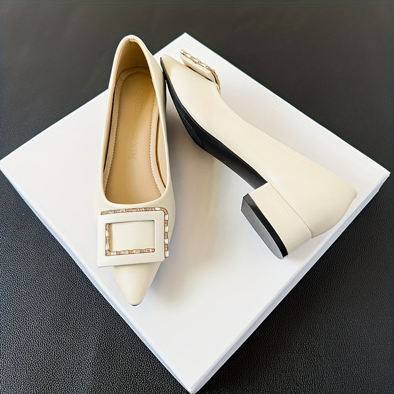 Women's Buckle Decor Slip-On Chunky Heel Shoes
