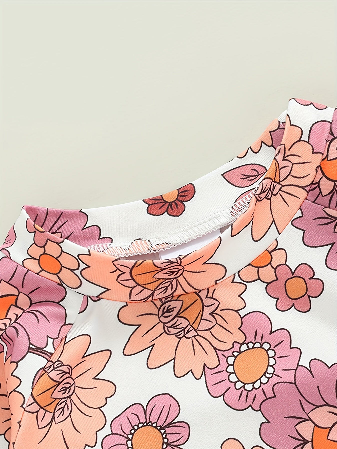 2pcs Toddler Girls Floral Print Top & Pants Set