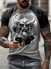 Men's Warrior Graphic T-Shirt Crew Neck Tee for Summer