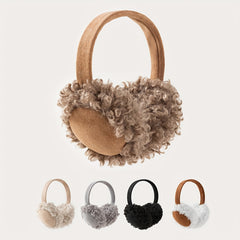 Women's Furry Teddy Bear & Sheepskin Ear Warmers Soft Plush Winter Headband