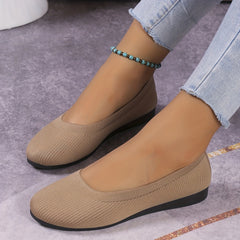 Women's Knitted Ballet Flats Comfy Slip On Shoes