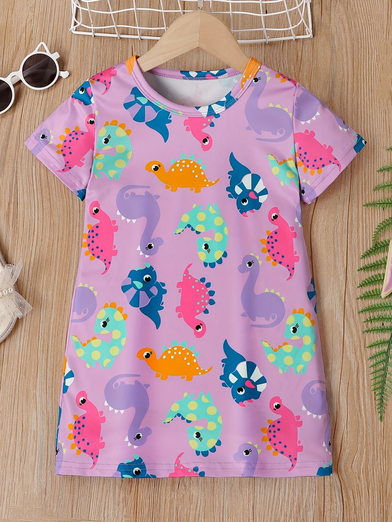 Toddler Girls Dinosaur Graphic T shirt Dress Party Kids Summer Clothes